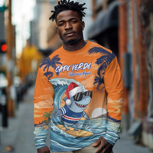 Christmas Cape Verde Long Sleeve Shirt Funny Shark Surfing - African Pride