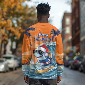 Christmas Cape Verde Long Sleeve Shirt Funny Shark Surfing - African Pride