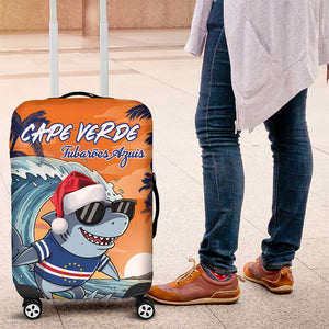 Christmas Cape Verde Luggage Cover Funny Shark Surfing - African Pride