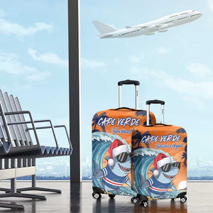 Christmas Cape Verde Luggage Cover Funny Shark Surfing - African Pride