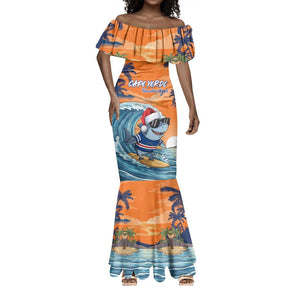 Christmas Cape Verde Mermaid Dress Funny Shark Surfing - African Pride