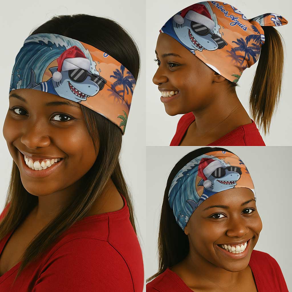 Christmas Cape Verde Neck Gaiter Funny Shark Surfing - African Pride