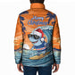 Christmas Cape Verde Padded Jacket Funny Shark Surfing