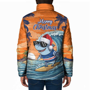 Christmas Cape Verde Padded Jacket Funny Shark Surfing