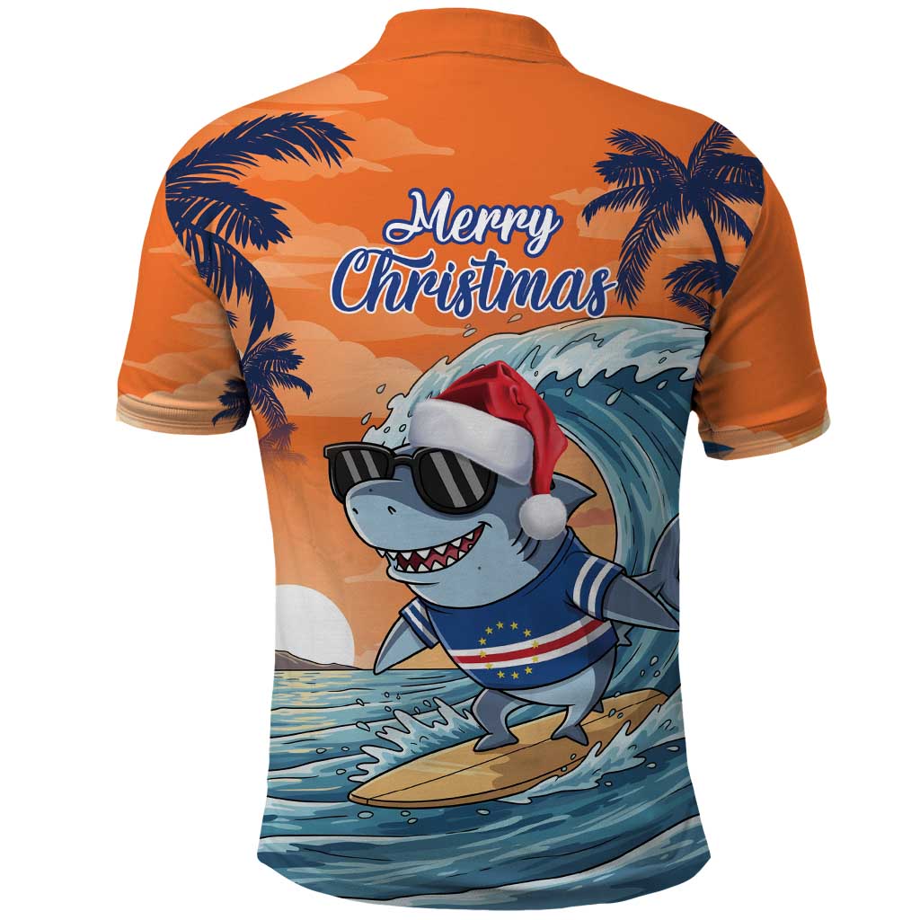 Christmas Cape Verde Polo Shirt Funny Shark Surfing - African Pride