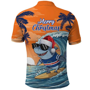 Christmas Cape Verde Polo Shirt Funny Shark Surfing - African Pride