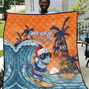 Christmas Cape Verde Quilt Funny Shark Surfing - African Pride
