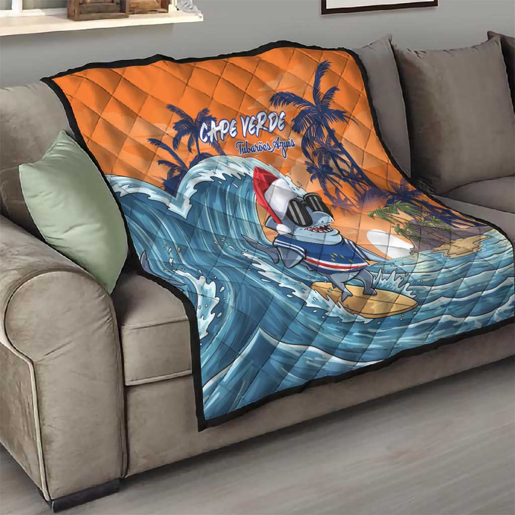 Christmas Cape Verde Quilt Funny Shark Surfing - African Pride