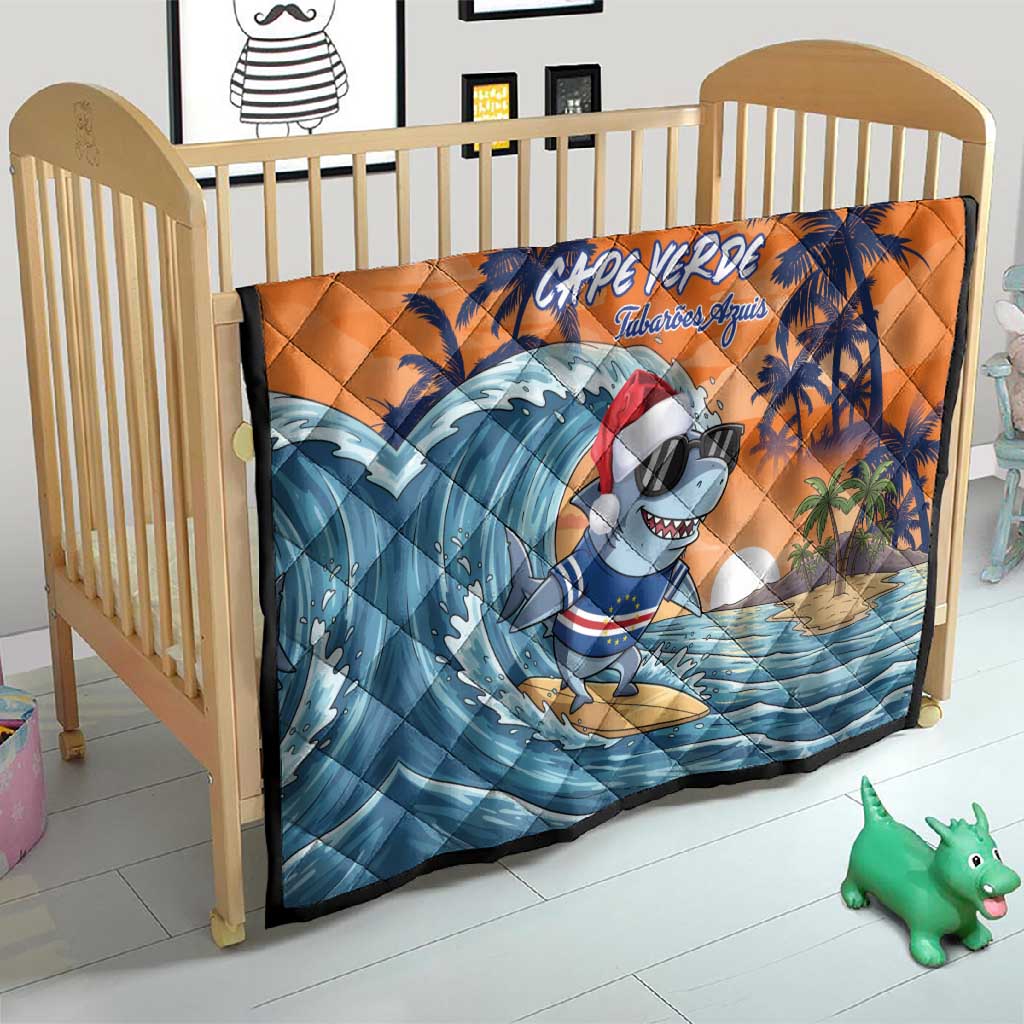 Christmas Cape Verde Quilt Funny Shark Surfing - African Pride