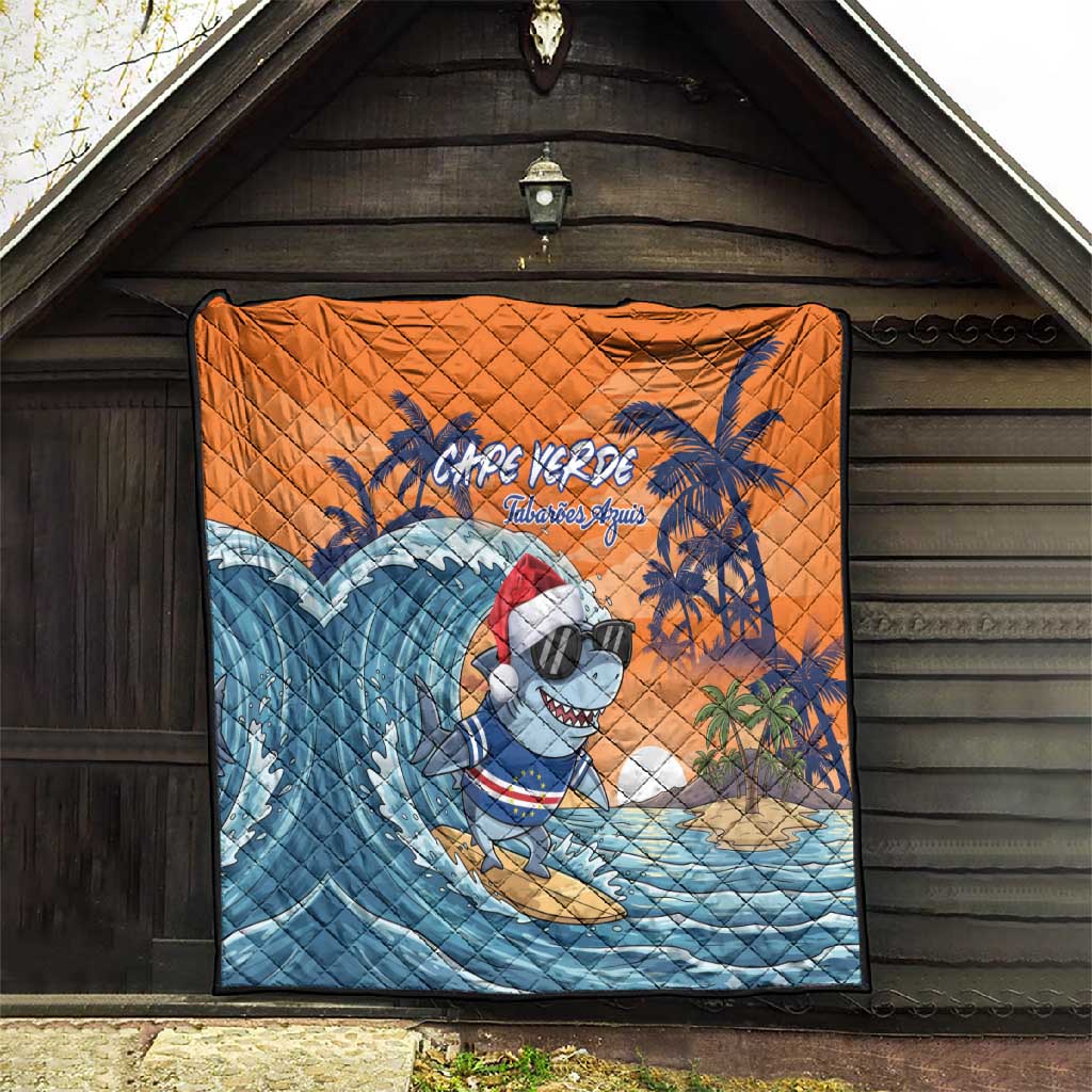 Christmas Cape Verde Quilt Funny Shark Surfing - African Pride