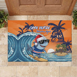 Christmas Cape Verde Rubber Doormat Funny Shark Surfing - African Pride