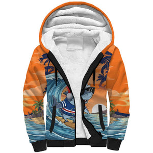 Christmas Cape Verde Sherpa Hoodie Funny Shark Surfing - African Pride