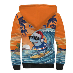 Christmas Cape Verde Sherpa Hoodie Funny Shark Surfing - African Pride