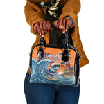 Christmas Cape Verde Shoulder Handbag Funny Shark Surfing - African Pride