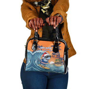 Christmas Cape Verde Shoulder Handbag Funny Shark Surfing - African Pride