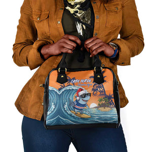 Christmas Cape Verde Shoulder Handbag Funny Shark Surfing - African Pride