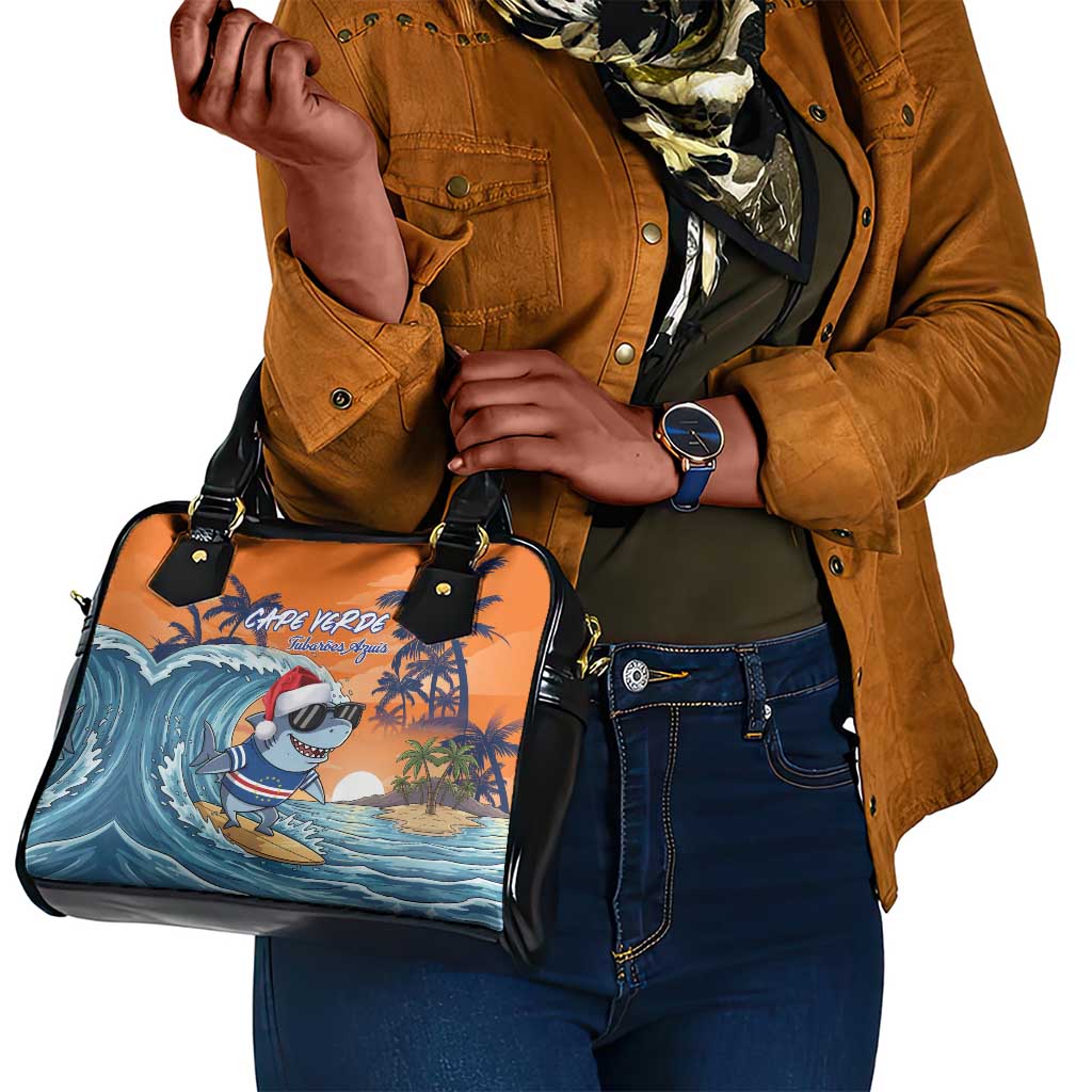Christmas Cape Verde Shoulder Handbag Funny Shark Surfing - African Pride
