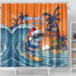 Christmas Cape Verde Shower Curtain Funny Shark Surfing - African Pride