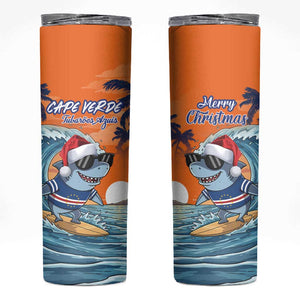 Christmas Cape Verde Skinny Tumbler Funny Shark Surfing - African Pride