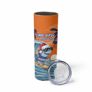 Christmas Cape Verde Skinny Tumbler Funny Shark Surfing - African Pride