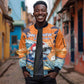 Christmas Cape Verde Sleeve Zip Bomber Jacket Funny Shark Surfing - African Pride