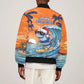 Christmas Cape Verde Sleeve Zip Bomber Jacket Funny Shark Surfing - African Pride