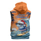 Christmas Cape Verde Sleeveless Hoodie Funny Shark Surfing - African Pride