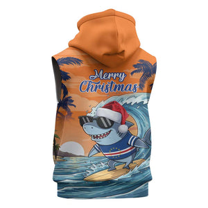 Christmas Cape Verde Sleeveless Hoodie Funny Shark Surfing - African Pride