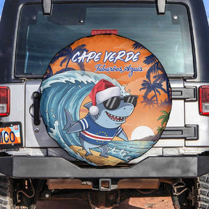 Christmas Cape Verde Spare Tire Cover Funny Shark Surfing - African Pride