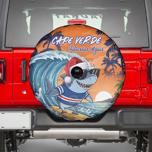 Christmas Cape Verde Spare Tire Cover Funny Shark Surfing - African Pride