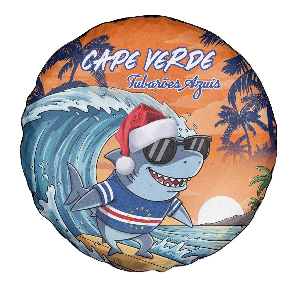 Christmas Cape Verde Spare Tire Cover Funny Shark Surfing - African Pride