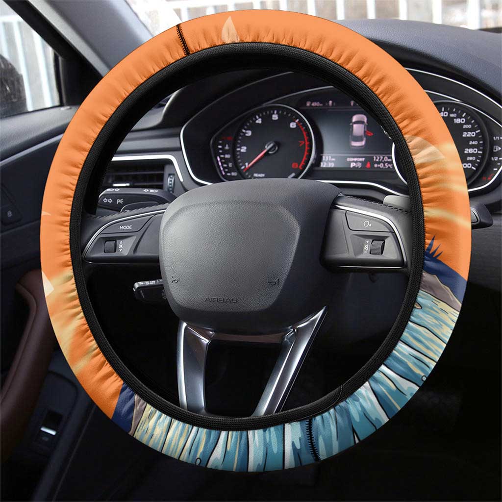 Christmas Cape Verde Steering Wheel Cover Funny Shark Surfing - African Pride