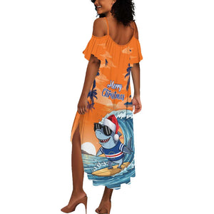 Christmas Cape Verde Summer Maxi Dress Funny Shark Surfing - African Pride