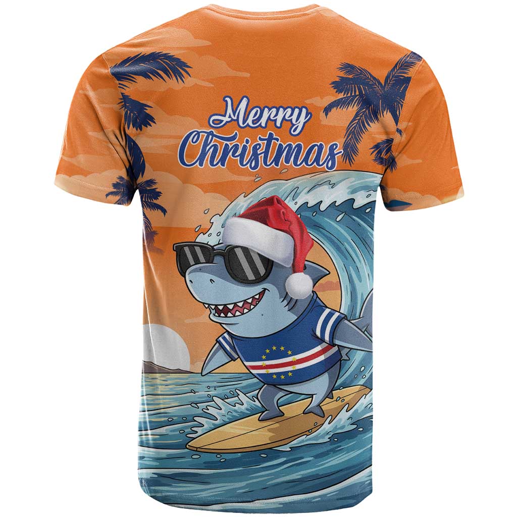 Christmas Cape Verde T shirt Funny Shark Surfing - African Pride