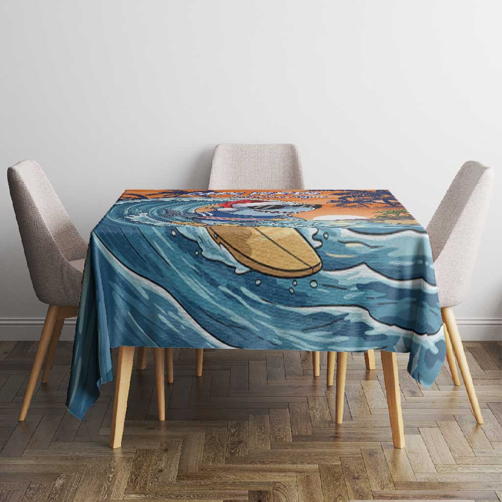 Christmas Cape Verde Tablecloth Funny Shark Surfing - African Pride
