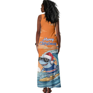 Christmas Cape Verde Tank Maxi Dress Funny Shark Surfing - African Pride
