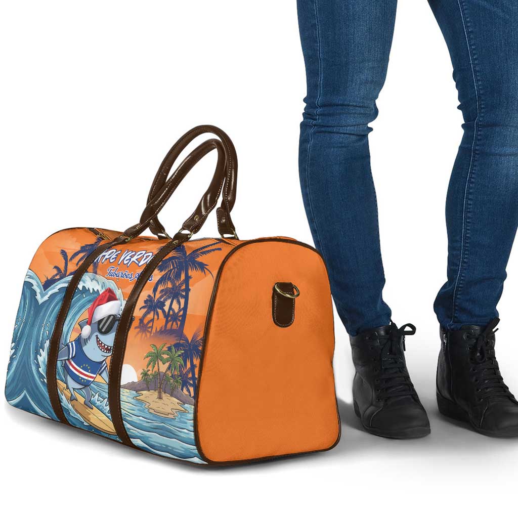 Christmas Cape Verde Travel Bag Funny Shark Surfing