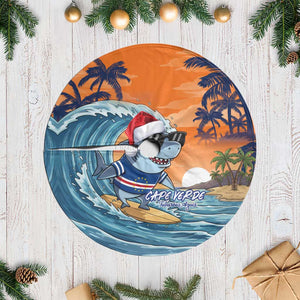 Christmas Cape Verde Tree Skirt Funny Shark Surfing - African Pride