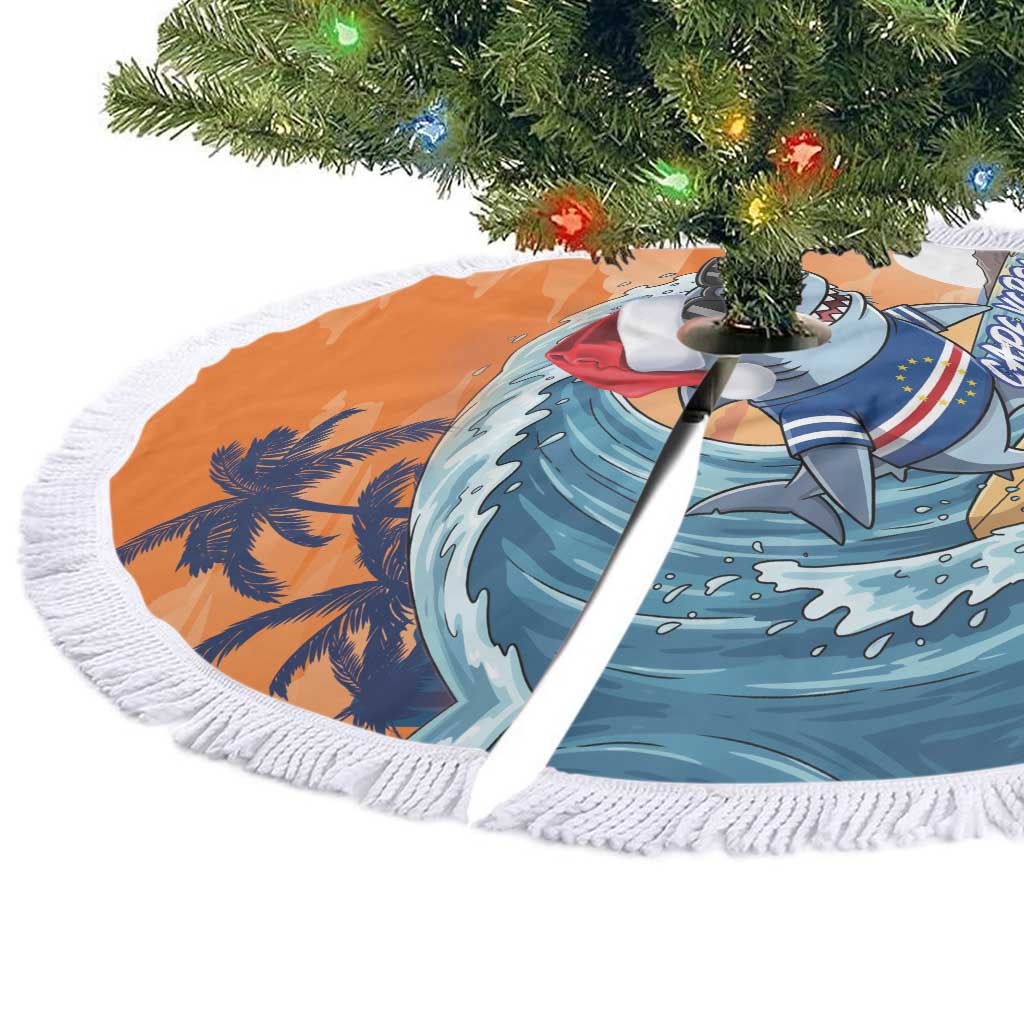 Christmas Cape Verde Tree Skirt Funny Shark Surfing - African Pride