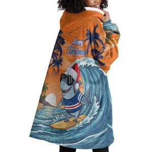 Christmas Cape Verde Wearable Blanket Hoodie Funny Shark Surfing - African Pride