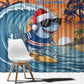 Christmas Cape Verde Window Curtain Funny Shark Surfing - African Pride