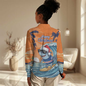 Christmas Cape Verde Women Casual Shirt Funny Shark Surfing - African Pride