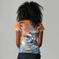 Christmas Cape Verde Women V-Neck T-Shirt Funny Shark Surfing - African Pride