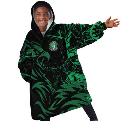 Custom Nigeria Football Kid Wearable Blanket Hoodie Super Eagles Power