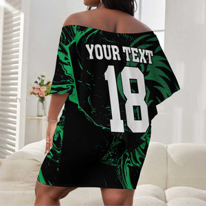 Custom Nigeria Football Off Shoulder Short Dress Super Eagles Power