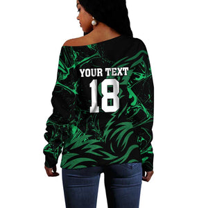 Custom Nigeria Football Off Shoulder Sweater Super Eagles Power