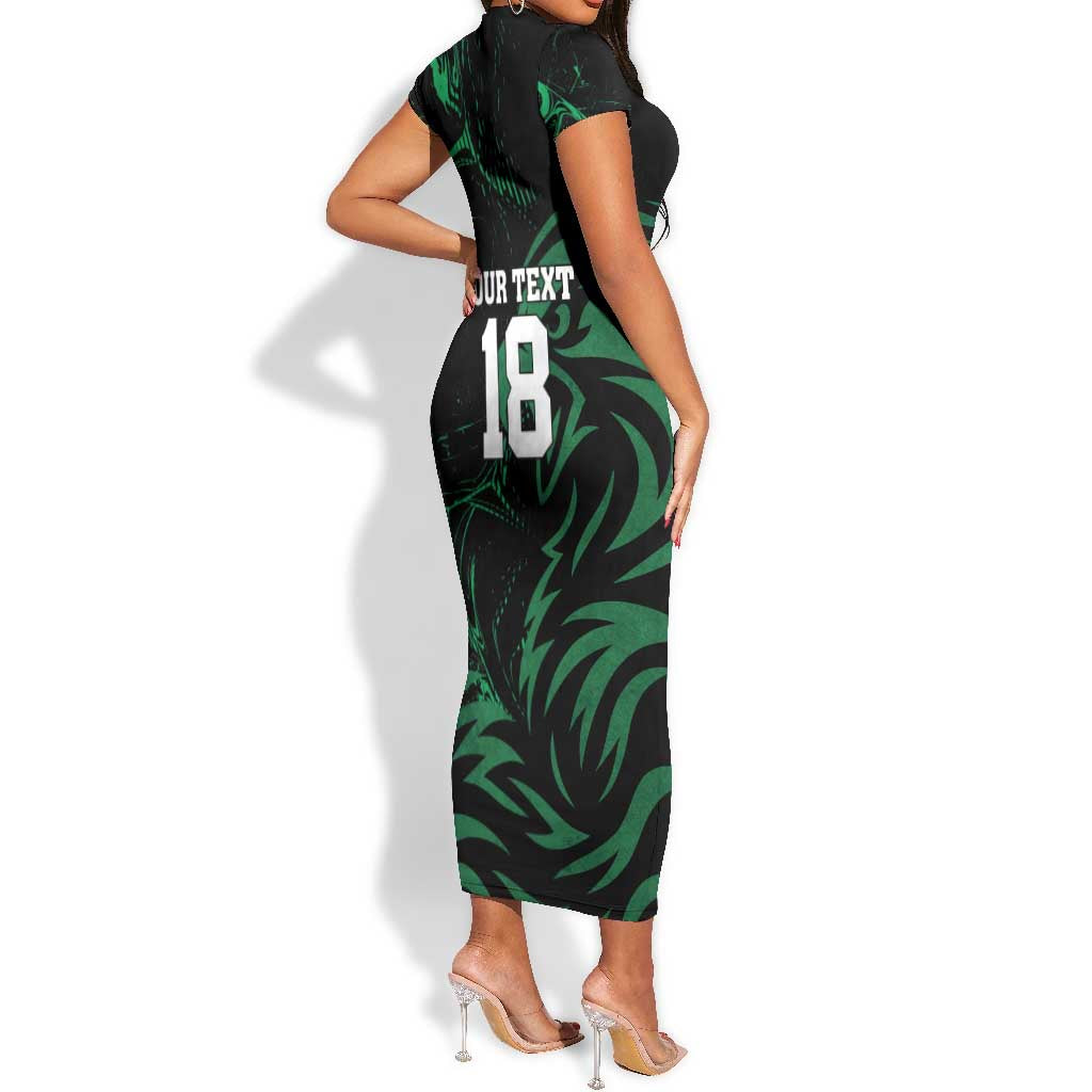 Custom Nigeria Football Short Sleeve Bodycon Dress Super Eagles Power