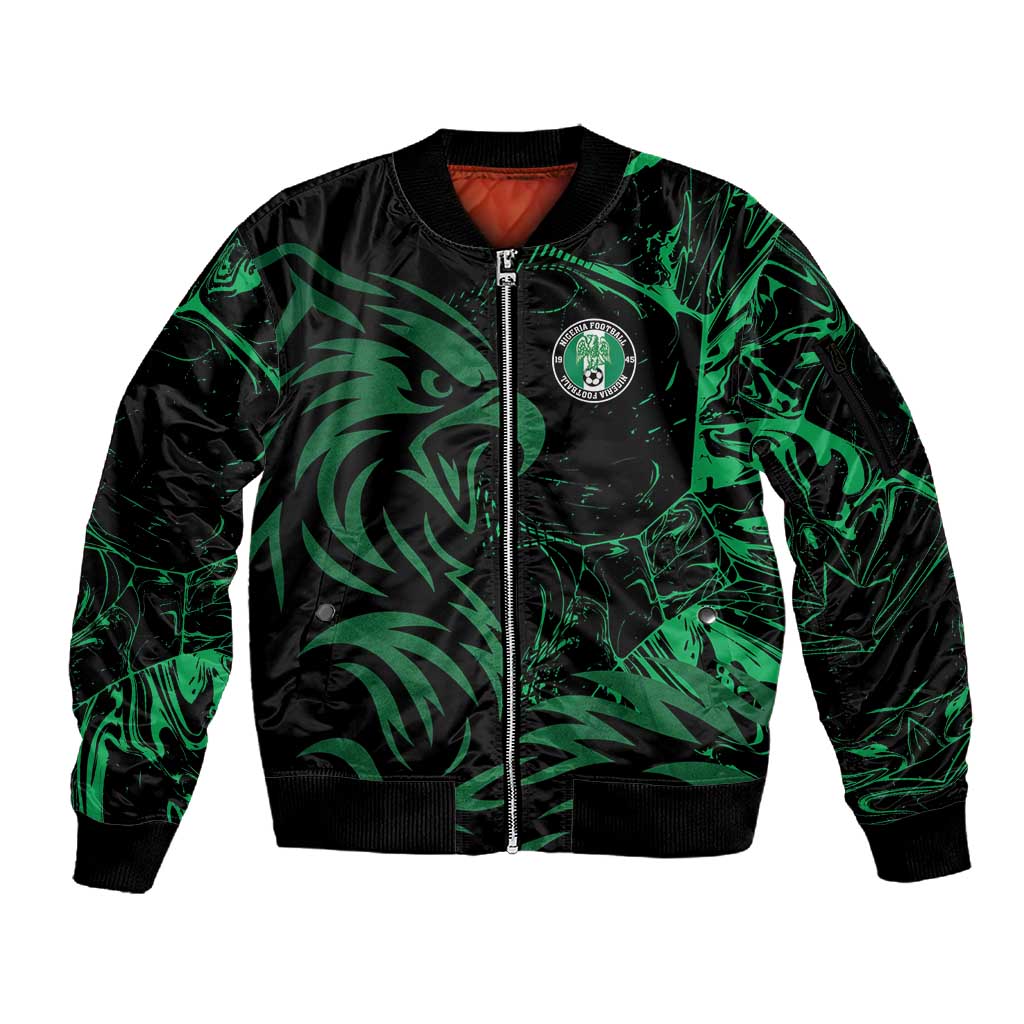 Custom Nigeria Football Sleeve Zip Bomber Jacket Super Eagles Power