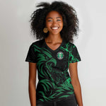 Custom Nigeria Football Women V-Neck T-Shirt Super Eagles Power