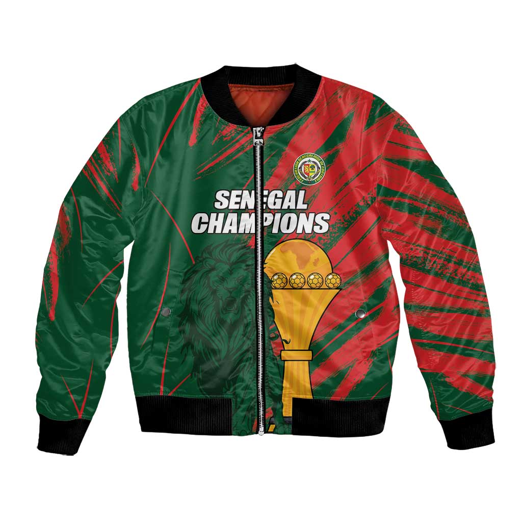 Custom Senegal Champions Football Bomber Jacket Lions of Teranga Rise Again